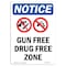 Signmission OSHA Notice, 7" Height, Gun Free Drug Free Zone Sign With Symbol, 7" X 5", Portrait OS-NS-D-57-V-13177 - alternate 1